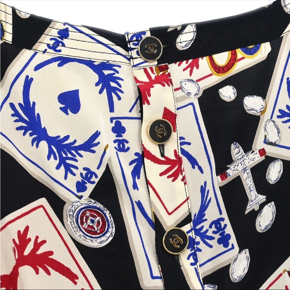 CHANEL Black and Red Playing Card Print Top - Picture 4 of 8